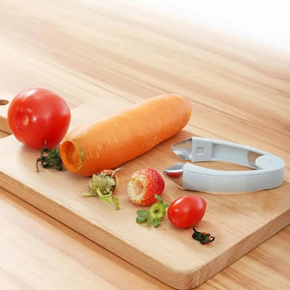 Rustfrit stål Tomatstilk Jordbærbladfjerner Ananasfrøskærer Frugtskalning Pincet Køkkenmaskine Udskærer Gadget