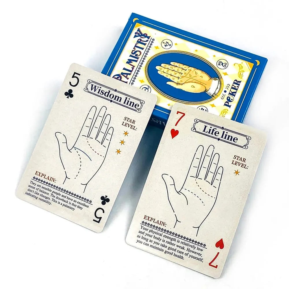 Palmistry Poker Cards Game 56 Cards Vintage Palm Reading Divination Poker Deck Mystic Fortune Telling Cards Board Game for Party — image 2