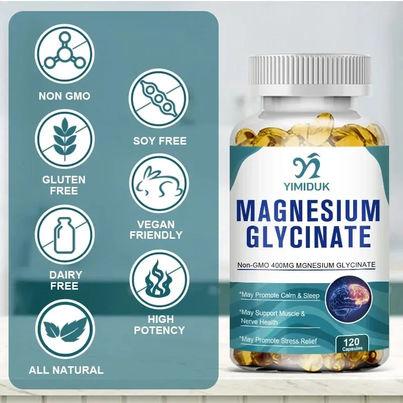Yimiduk Pure Magnesium Glycinate Supplement with Vitamin B6 for Fights Fatigue Cramps & Heart Health Reduces Anxiety Vegan — image 7