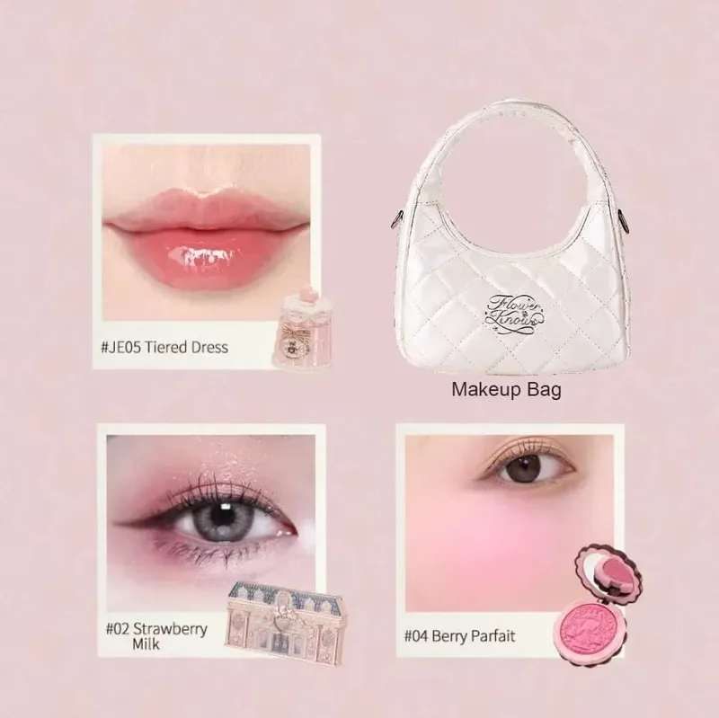 Flowerknows Makeup Set Gift Kit Shimmer Full Box Blush Langdurige fluwelen lipcrème met zakje Kit De Maquiagem — image 3