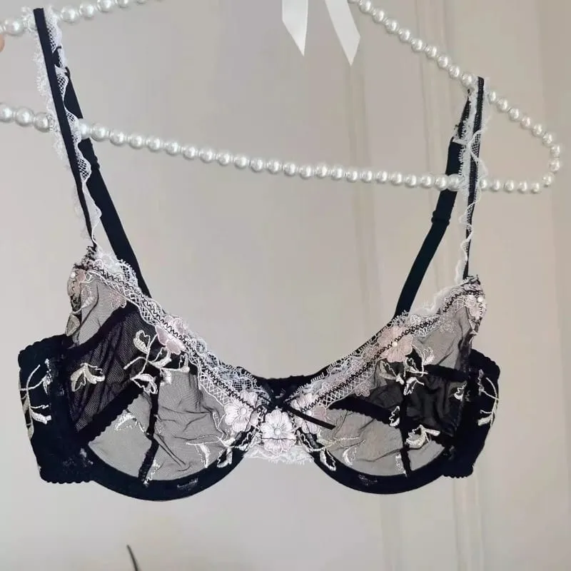 New Women Thin Slim Lace Underwear Set Push Up Gathering Sheer Plus Size Breathable Comfort Daily Intimates Bra Petite Elegance
