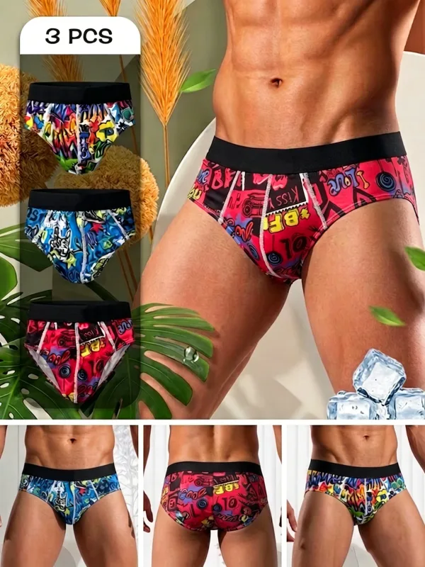 3-Pack Fashionable Men's Boxer Shorts, Comfortable, Soft, Fashionable, Printed, Casual and Versatile Men's Underwear — image 1