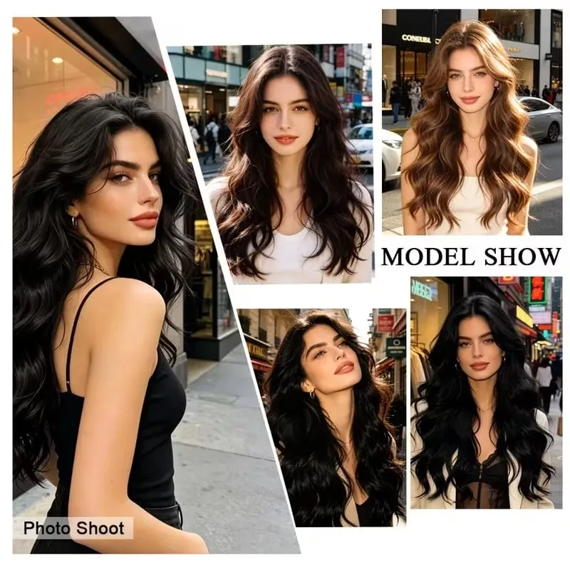 24Inch Synthetic Long Curly Clip on Hair Extension Heat-Resistant Fibers Volume Natural Invisible Hairpiece for Women Daily Use — image 6