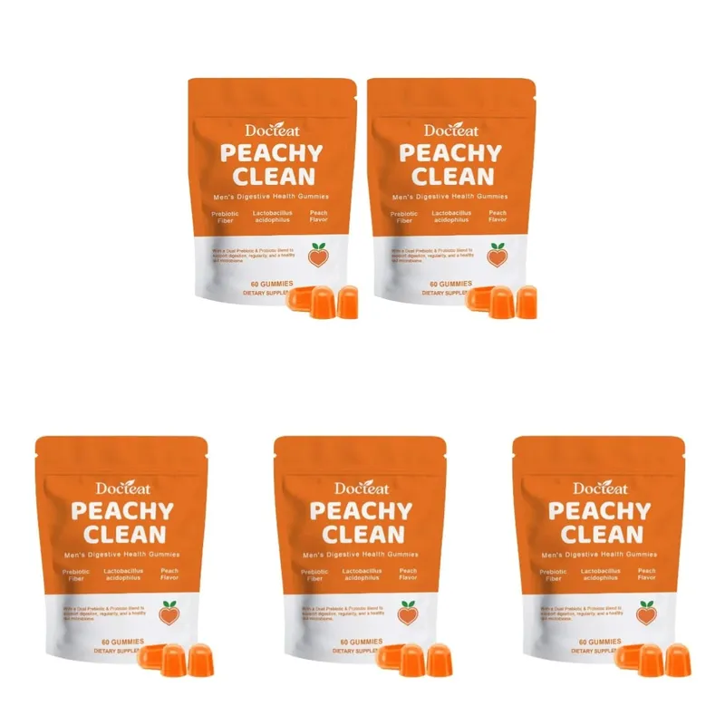 Docteat Peachy Clean Men's Digestive Health Gummies Prebiotic & Probiotic Blend Peach Flavor 60 Gummies Dietary Supplement — image 11