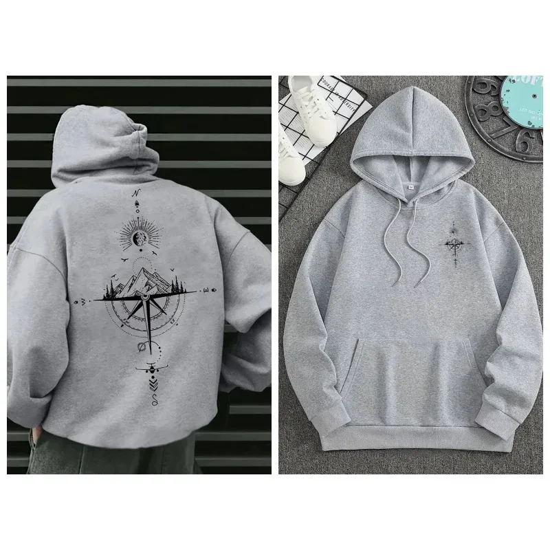Men's Hoodies Long-sleeved Hooded Sweatshirts Compass Street Fashion Hoodie Harajuku Fashion Streetwear Classic Men Clothing — image 11