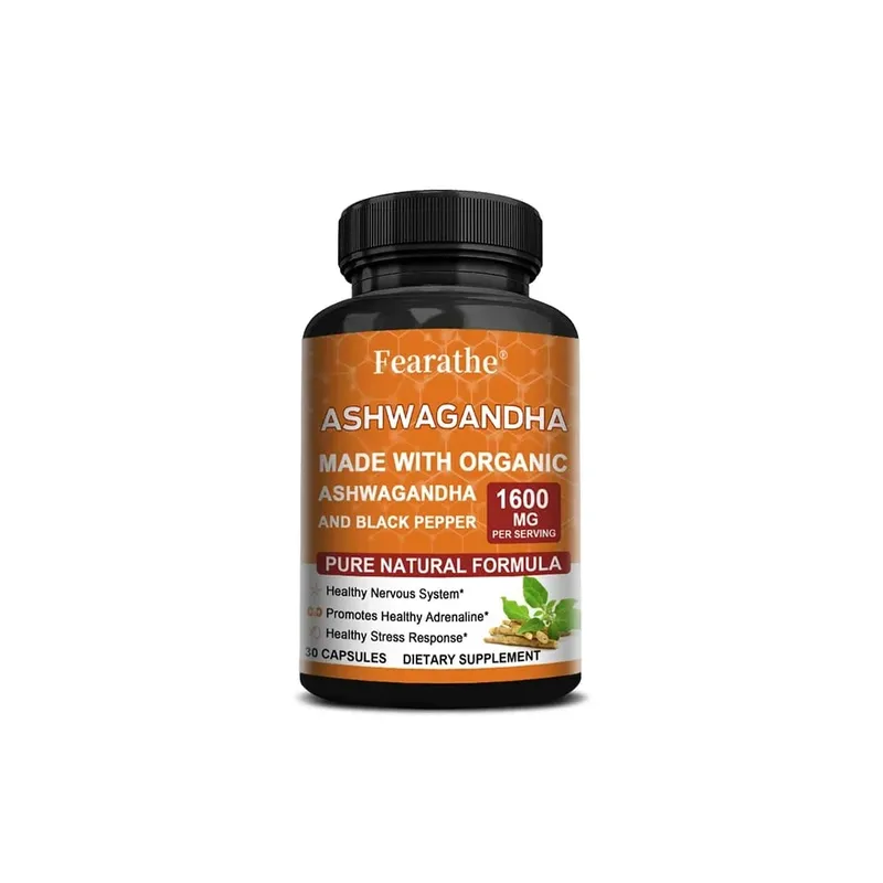 Ashwagandha Extract Capsules - Black Pepper Support Stress Relief Mood Sleep Brain Function Muscle Recovery & Immune Health