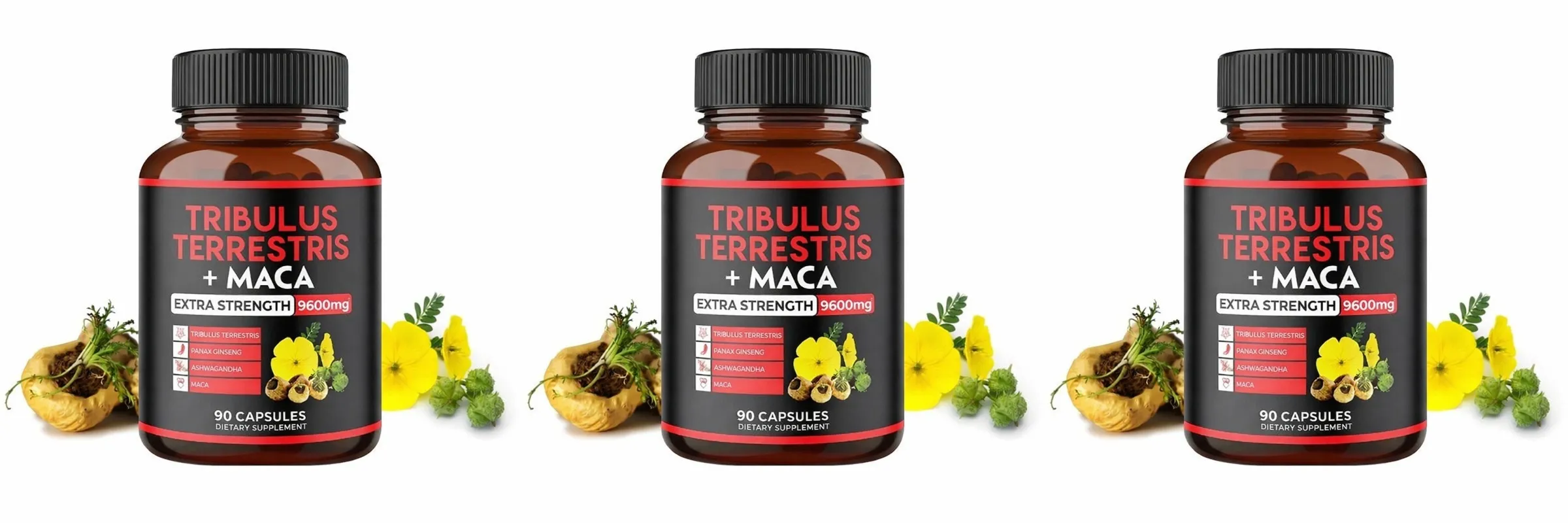 Le supplément Tribulus Terrestris + extrait de racine de maca soutient la vitalité énergétique Santé naturelle à base de plantes sans OGM 90 capsules végétaliennes