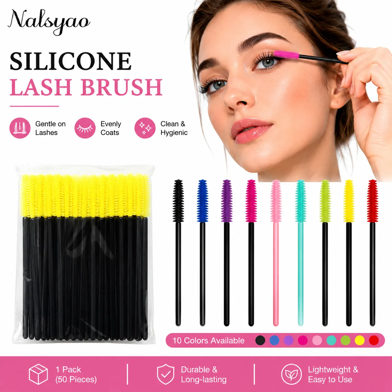50 Pcs Disposable Silicone Mascara Stick Applicator Eyelash Extension Makeup Tools Eye Eyelashes Brushes Lash Makeup Brush