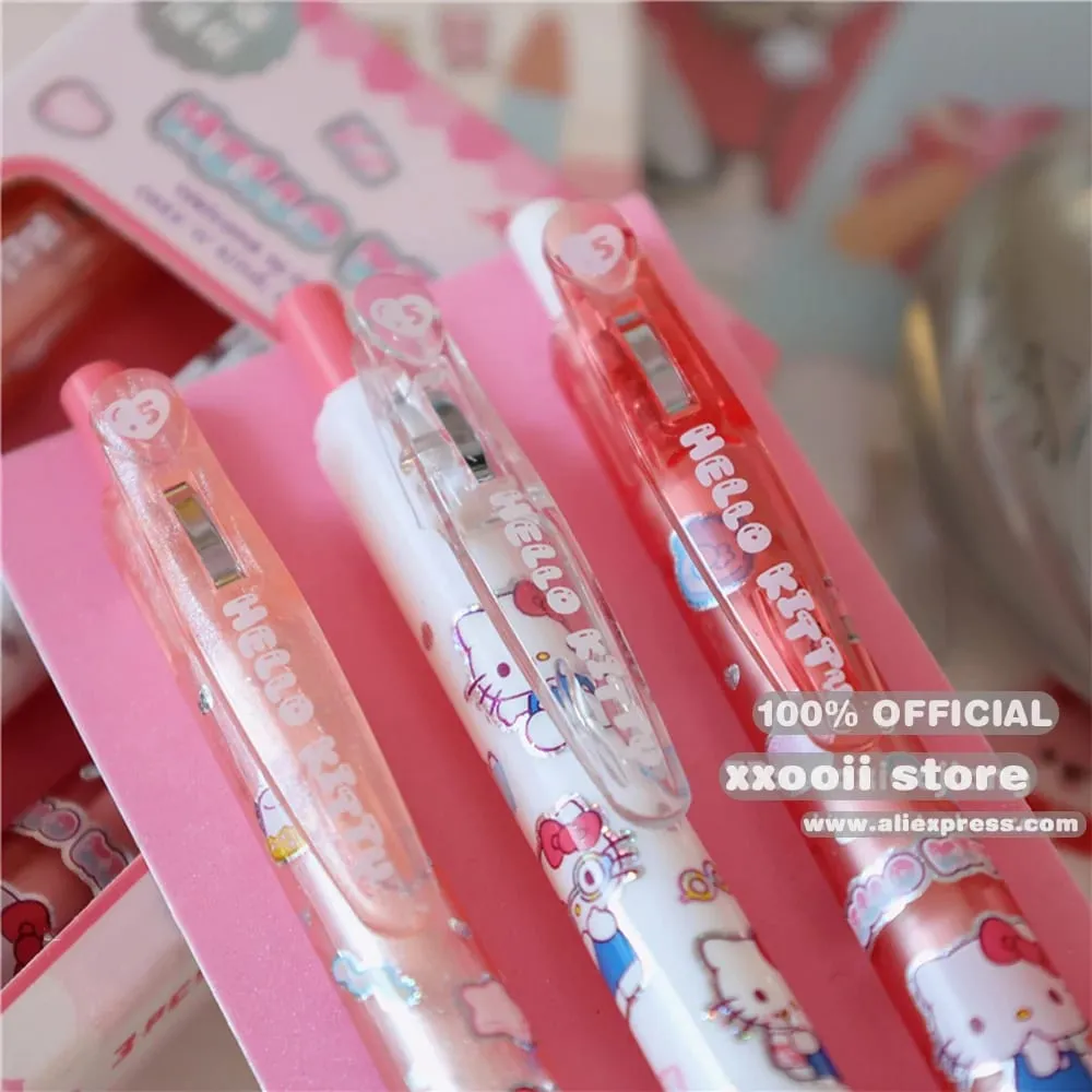Genuine 3Pcs Kawaii Sanrio 0.5mm Gel Pens Cute Hello Kitty Cinnamoroll Kuromi Black Pen School Student Stationery Supplies Gifts — image 3