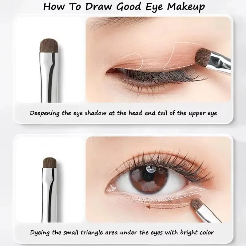 Juego de 4 brochas para sombra de ojos exquisitas y compactas hechas de crin para una mezcla precisa; Pincel Delineador de Ojos; Brocha correctora — image 5