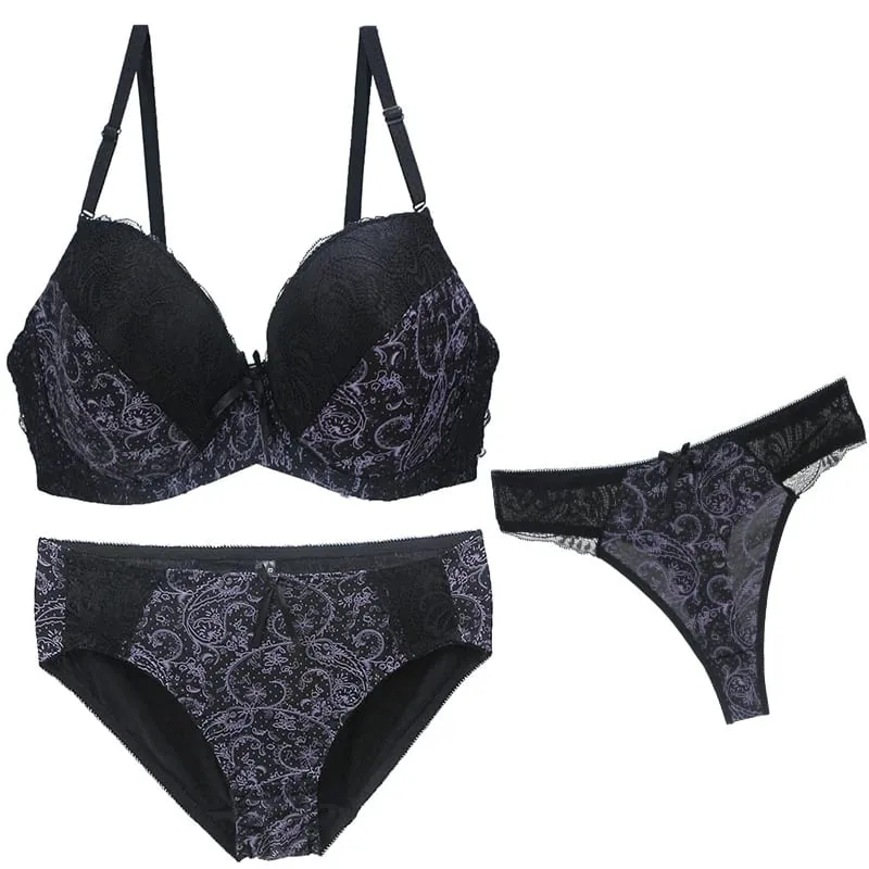 2024 New Sexy Bra Sets For Women 3 Piece Underwear Strap Transparent BCDEF Cup Female Beige Black Blue Purple Red White Lingerie