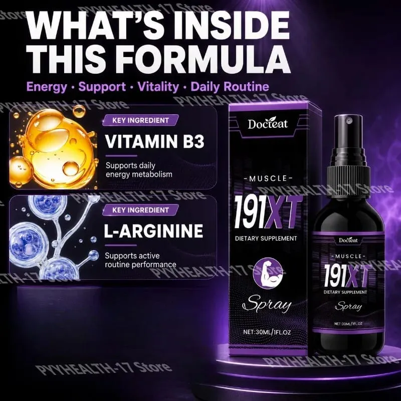 Spray muscular 191XT com vitamina B3 L-Arginina e extrato de Tribulus Terrestris para suporte muscular e resistência 30 ML — image 3