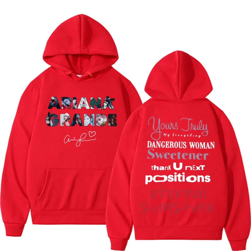 Singer Ariana Grande Album Tour Graphic Hoodies Men Women Fashion Classic Vintage Sweatshirts Autumn/Winter Casual Fleece Hoodie — image 9