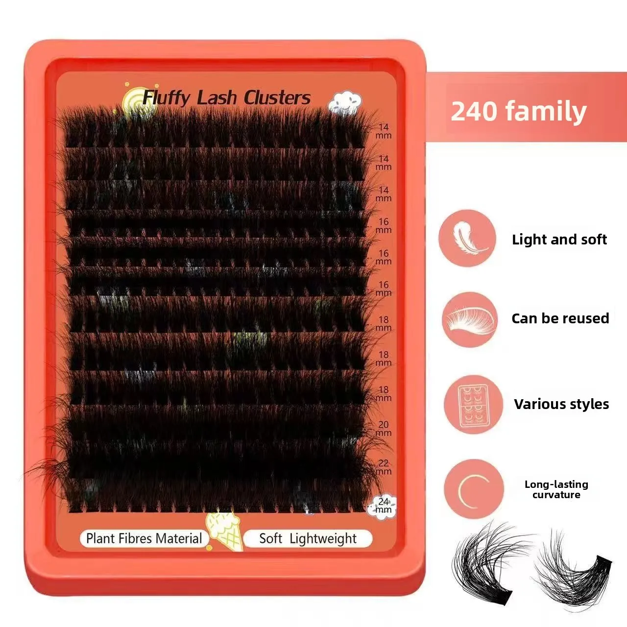 Cluster Lashes D Curl Mixed Length Dramatic Volume DIY Eyelash Extensions Soft Reusable Fake Lashes For Beginners Eye Makeup — image 2