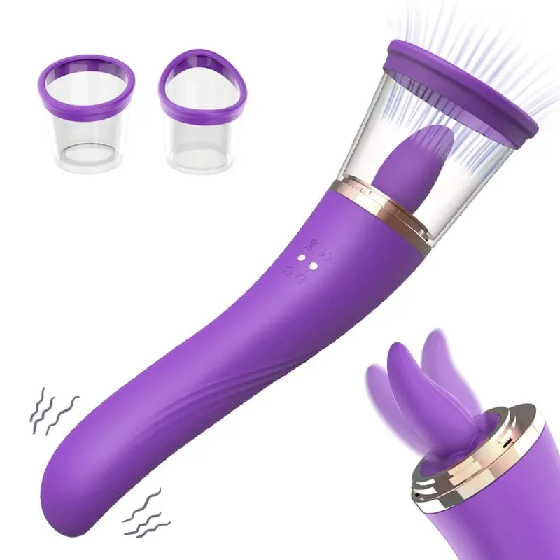 Tongue Licking with Sucking G Spot Vibrator 3 in 1 Sex Toys for Women Powerful Clitoral Nipple Oral Sucker Stimulation Massager — image 2