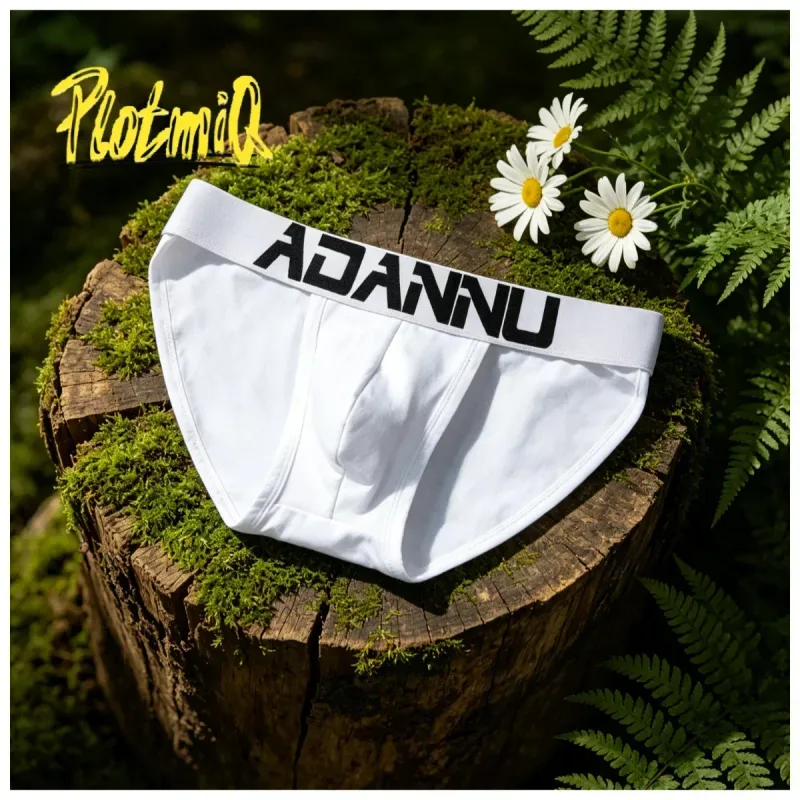 2PCS Pria Bikini Briefs Huruf Besar Cetak Lebar Pinggang Katun Campuran Kain Lembut 3D Kontur Kantong Low Rise Pria pakaian Dalam