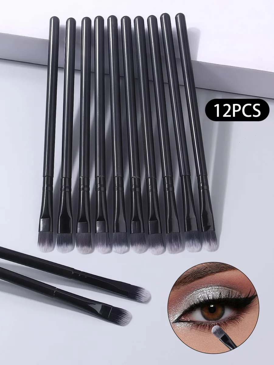 12PCS Soft Bristle Eyeshadow Brush Set - Eye Makeup Blending Brush Highlighter Brush Concealer Brush Portable Makeup Tools