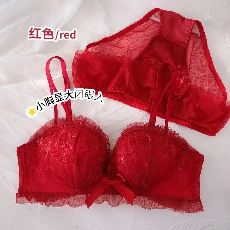 Japanese Kawaii Lace Underwear Set for Women | Sexy Push Up Bra & Panty | Small Chest Cute Lingerie | Valentine‘s Day Gift — image 10