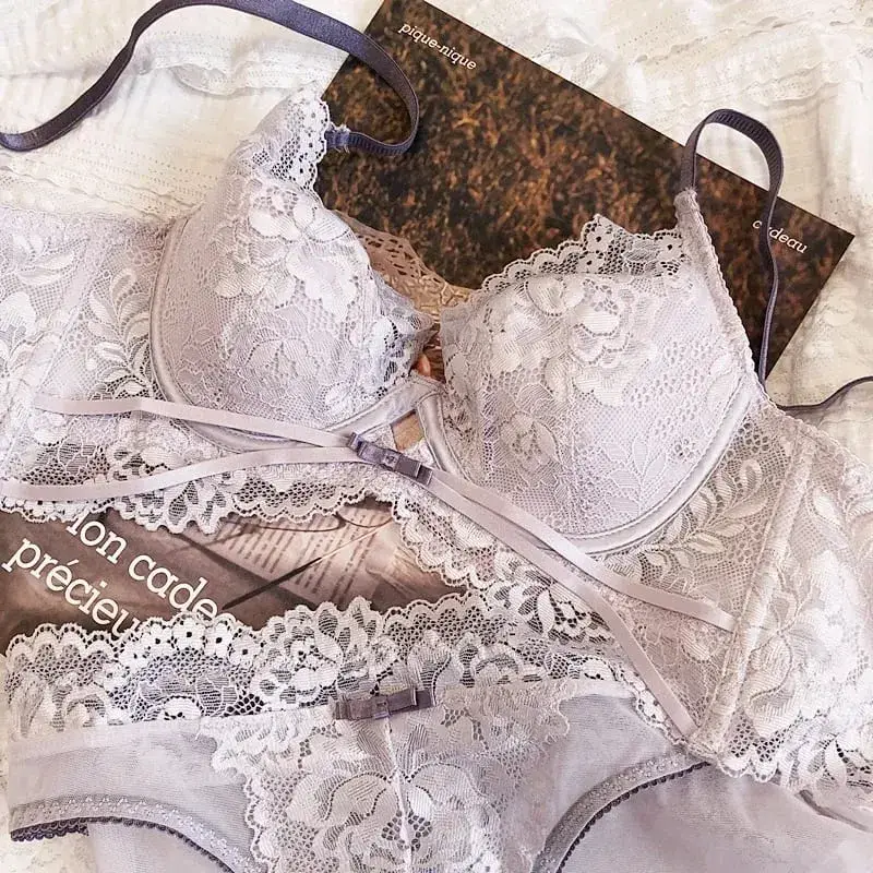 Σετ εσώρουχα 2 τεμαχίων Summer Thin Cup Σέξι δαντέλα κούφιο σετ εσωρούχων για Γυναικεία Σετ εσώρουχα Push Up Brassiere