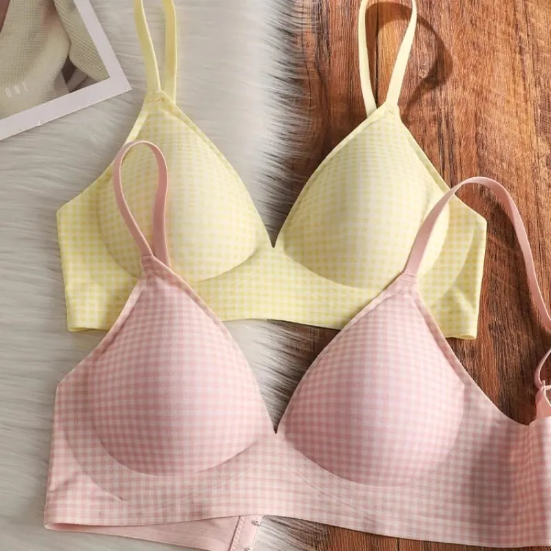 Elegant Seamless Bralette Small Bust Gathering Anti-Sagging Manipis Adjustable Straps Wirefree Comfort Fit UK Light Support Bra Set — image 6