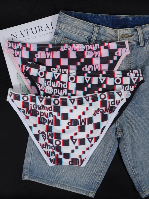 Men's Printed Briefs U Convex Pouch Elastic Waistband Letter Logo Breathable Fashion Underwear — image 7