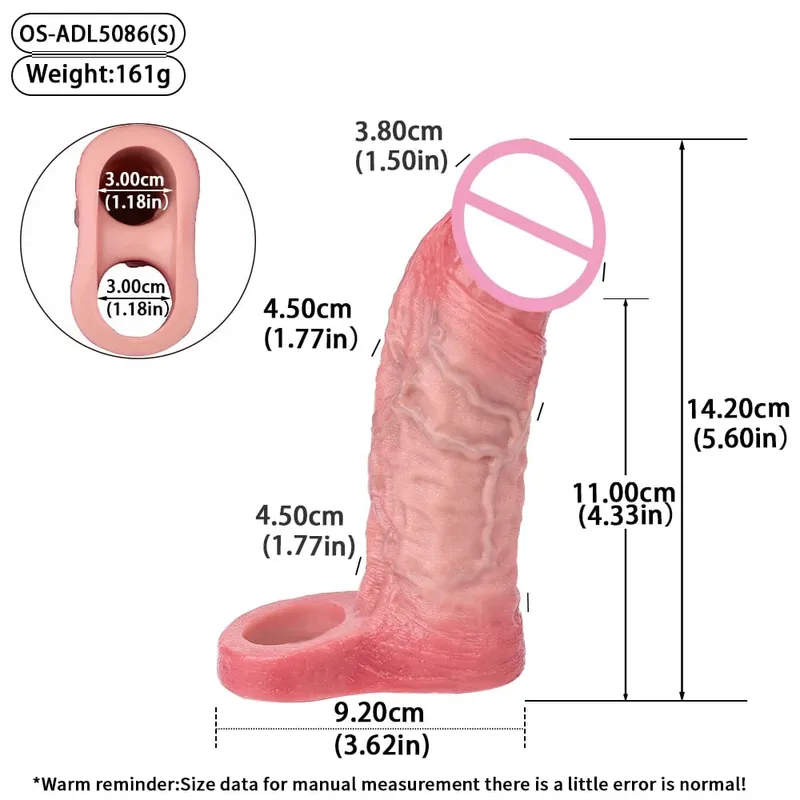 7.2in Realistic Penis Sleeve Reusable Penis Sleeve with Cock Ring Silicone Penis Enlarger Sleeve Male Adult Sex Toy for Men — image 16