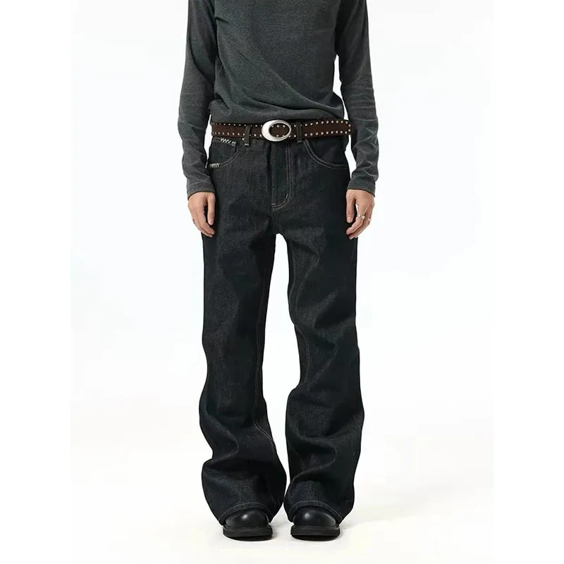 American Retro Distressed Washed Man's Jeans Solid Color Versatile Full Length Straight-leg Pants 2026 Summer New