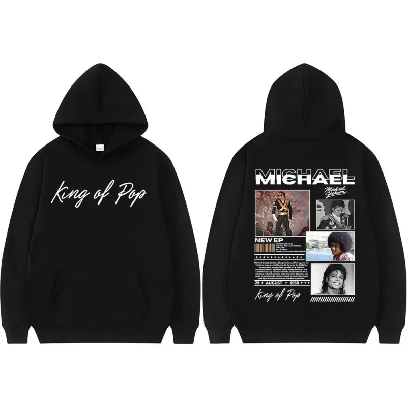 King of Pop Michael Jackson Bad Era Hoodies Men's Clothes Fashion Hip Hop Punk Sweatshirt Long Sleeve Oversized Hoodie Pullovers