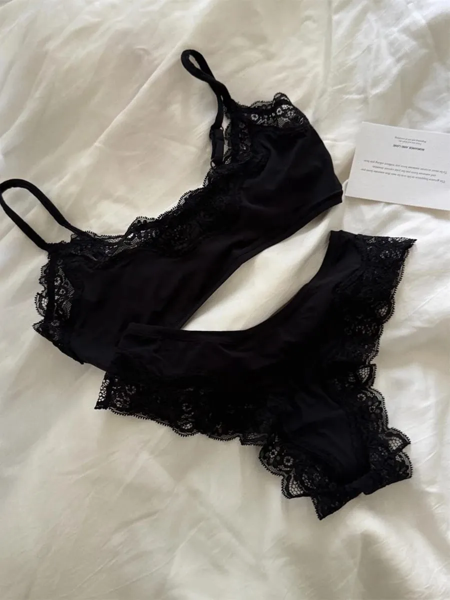 Pink Lace Bra Set Woman Adjusted-strap Seamless Bras+sexy Low Waist Panties Solid Simple Sweet High Elasticity Lingerie Sets New — image 5