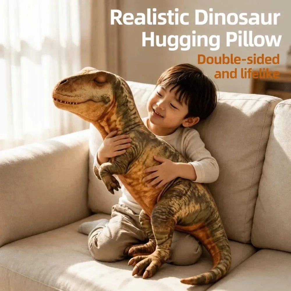 3D dizájn dinoszaurusz plüss párna élethű dinoszaurusz hangulatos puha textúra valósághű alvó dinoszaurusz vicces forma kawaii stílus — image 7