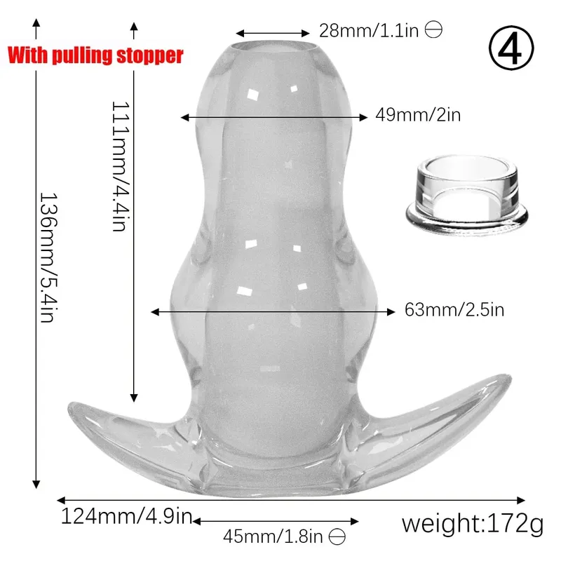 Paarse TPE holle tunnel buttplugset - Afgestudeerd open anale brancardpluggen Flexibel seksspeeltje voor mannen en vrouwen