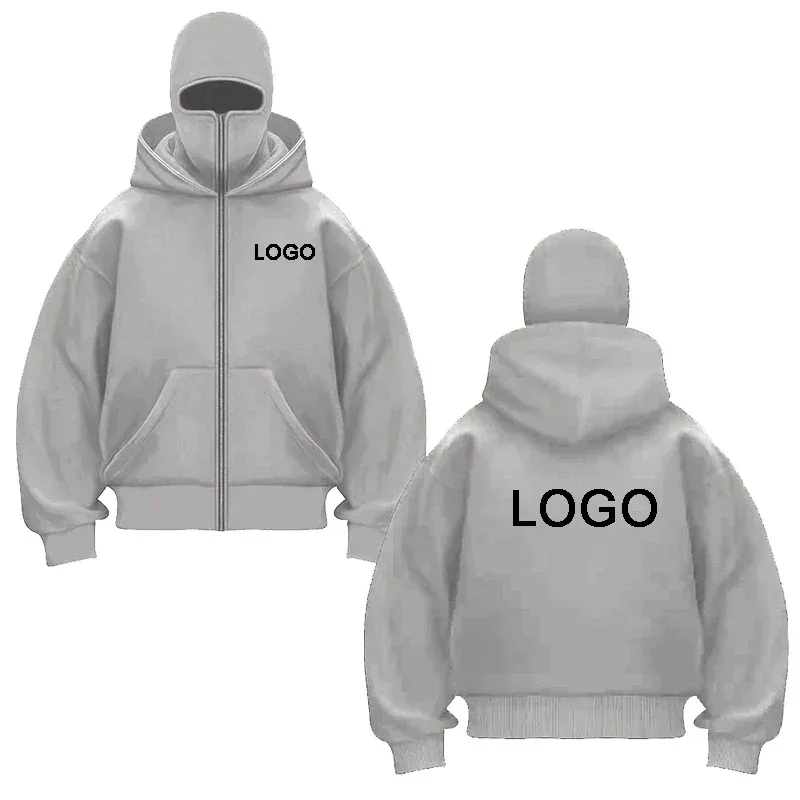 Customized Double-hooded Zipper Hoodies Men Personality Printed Long Sleeve Zip Up Sweatshirts Women Ninja Mask Pullovers Jacket — image 4