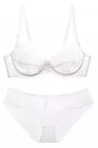 Women's Lace Bra Set Sexy Summer Lingerie French Style Seamless Bralette Oversized Petite Pure White Underwear Set S-XL YUQI — image 3