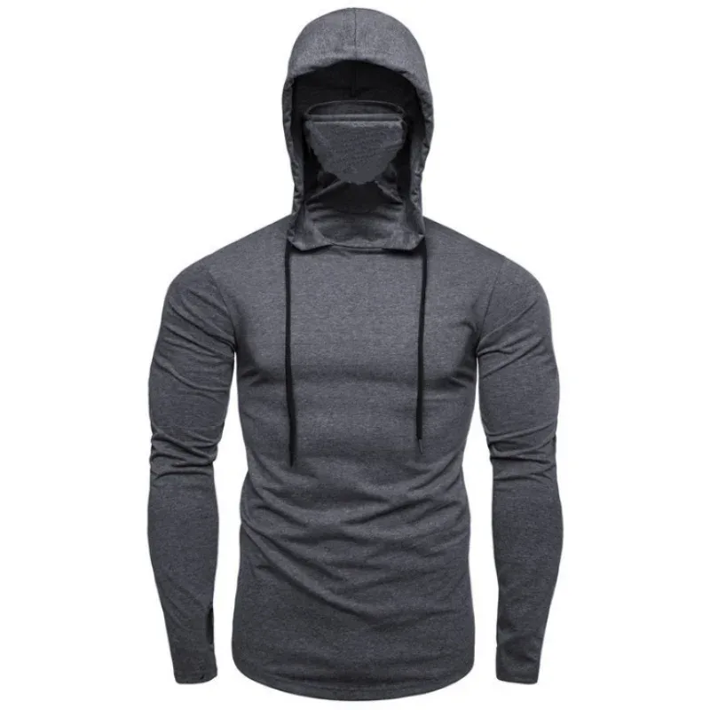2026 Men's Spring Autumn Gym Thin Hoodie with Mask Casual Splice Large Mask Hooded Sweatshirt for Cycling Motorcycle And Fitness — image 9