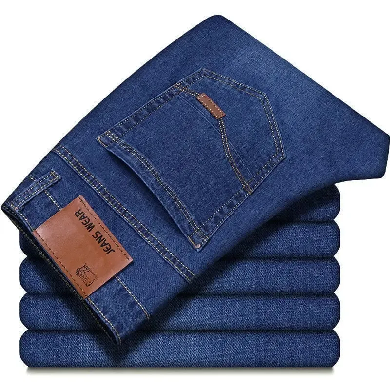 2025 New Autumn Classic Men's Fitted Stretch Jeans High-end Blue Black Casual All-Match Pants Straight Leg Men's Pants — image 1