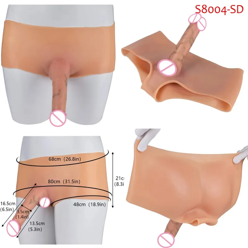 Black Nude Silicone Squirting Panties With Simulated Solid Penis Strapon Big Realistic Ejaculation Dildo Sex Toy For Women