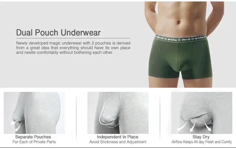 David Archy 3-pack Herrunderkläder Boxershorts Basic MicroModal Soft Andas Herr Dual Pouch Boxers Snabbtorka Sport Fitness