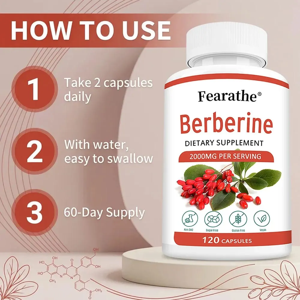 Berberine HCl 2000mg Capsules Supports Cardiovascular Health Digestion Immune Function Energy Antioxidant & Anti-Aging — image 6