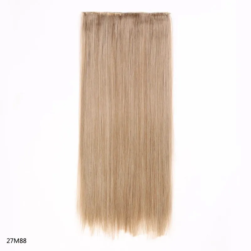 Hairpiece 5-Clips One Piece Clip-In Hair Extension Long Straight Hair Voluminous Natural Soft Synthetic Hair for Women Daily Use