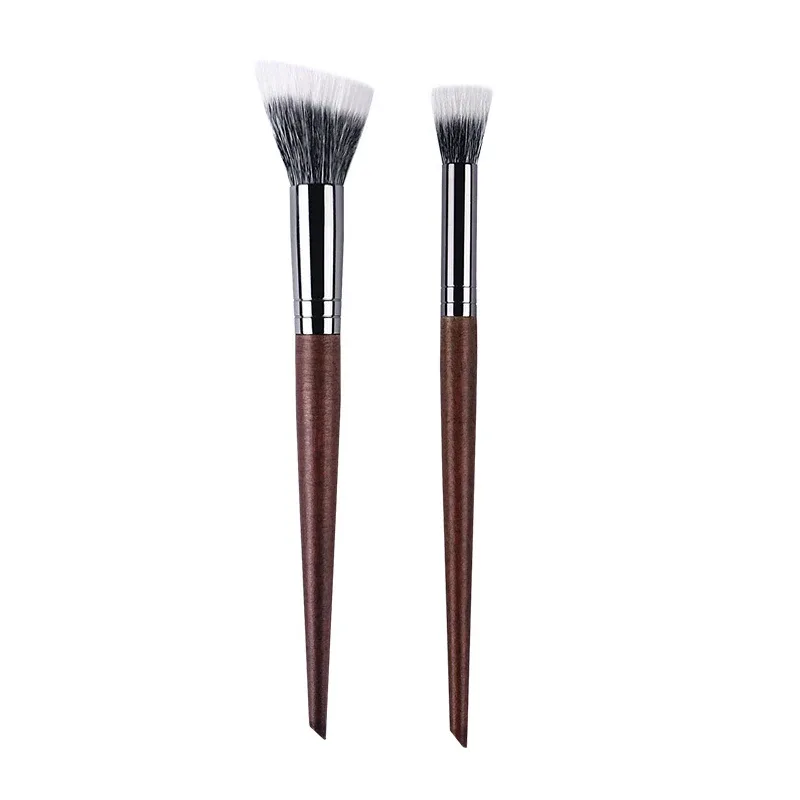 Pinceaux de maquillage professionnels réglage du contour de la poudre pinceau de maquillage multifonctionnel pointillé Blush doux poils de chèvre en bois naturel