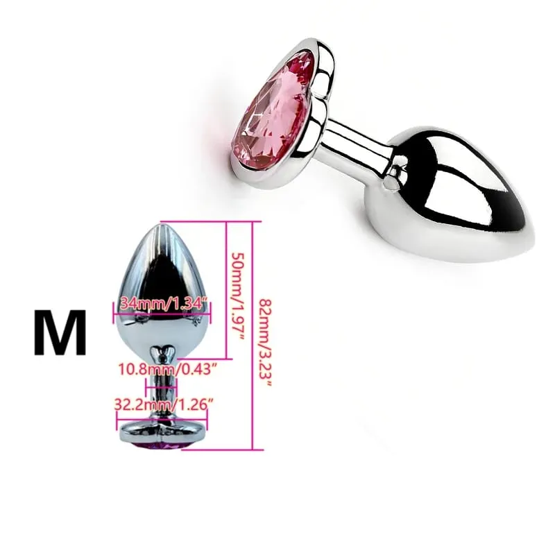 Heart Shaped Metal Anal Plug Butt Plug 6 Colors S/M/L Sizes Unisex Adult Sex Toys for Men Women Anal Massager Pleasure Toy