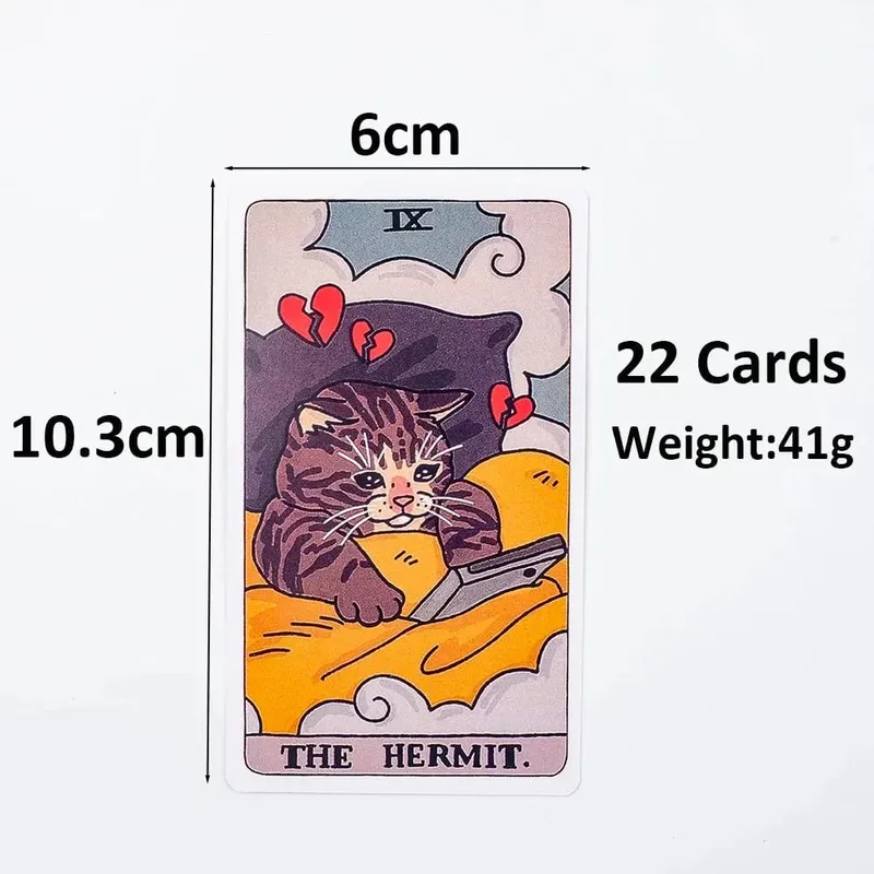 Original Cat Meme Tarot Deck 22 Major Arcana Funny Witchy Cat Kawaii Uwu Design Pink Cute Tarot for Entertainment