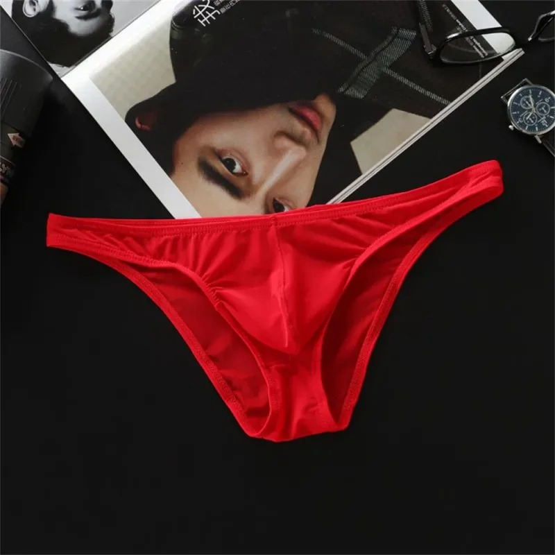 New 2026 Men Ice Silk U Convex Samll Briefs Underwear Low Waist Ultra Thin Transparent Bikini Slip Panties Plus Size M-XXL — image 3