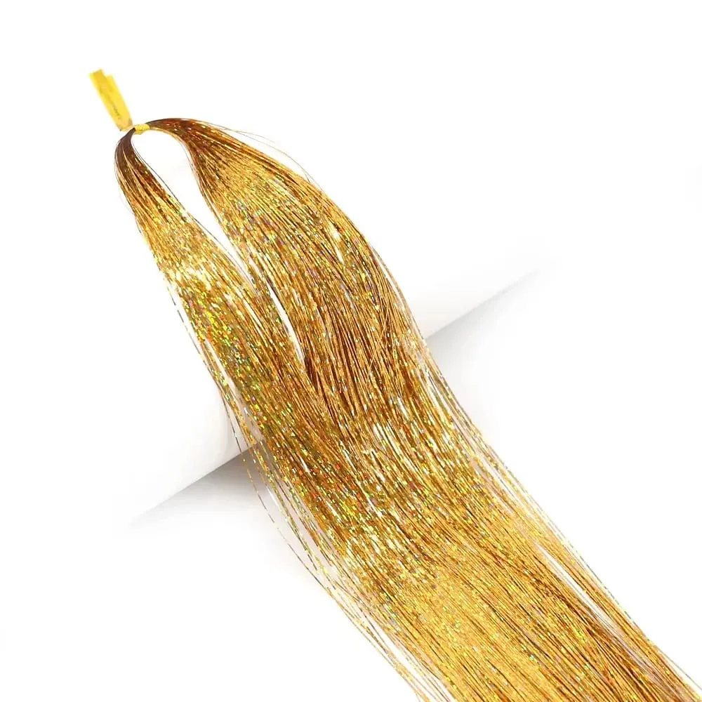 Sparkle Shiny synthetic Hair Tinsel Hair Extensions Dazzles Women Hippie for Braiding Headdress Hair Braiding Tools Long 120cm — image 11