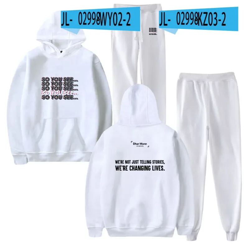 Harajuku Comfortable Funny so you see Print Sweatshirt Sweatpants Suit Men/Women Hoodies+ Trousers Suit Cute 2 Piece Set Clothes — image 25