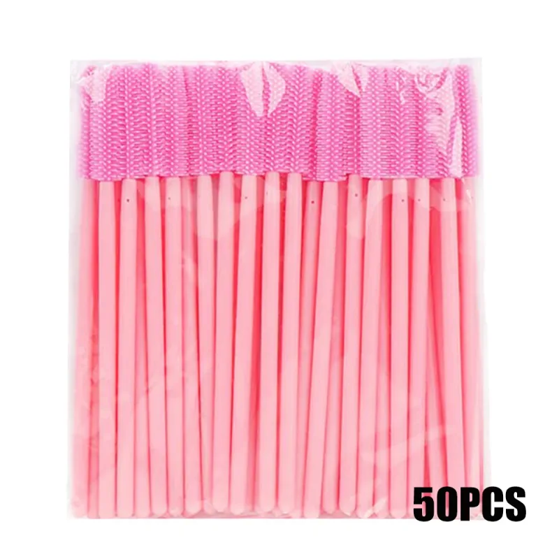 50/100pcs 속눈썹 브러쉬 실리콘 속눈썹 브러쉬 마스카라 완드 애플리케이터 여자 속눈썹 눈썹 화장품 메이크업 도구