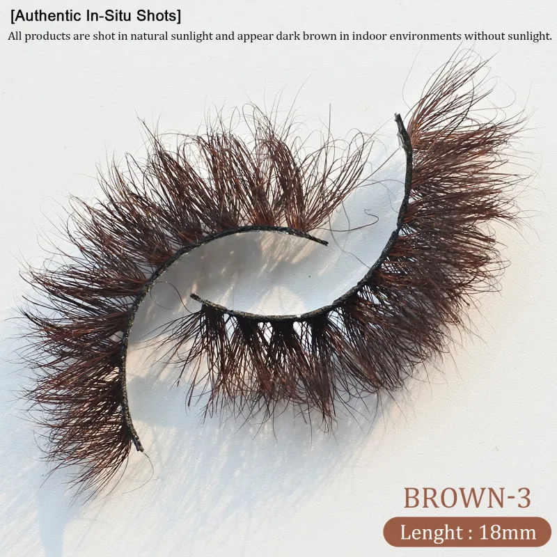 `Dark Brown 3D Mink False Eyelashes Fluffy Wispy Volume Strip Lashes Soft Handmade Brown Mink Lashes Natural Makeup Eye Beauty T — image 9