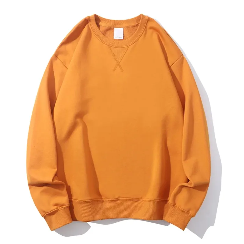 380g Tight Match Heavy Inverted Triangle Loose Versatile Solid Cotton Vintage Autum Winter Long Sleeve Round Neck Sweater