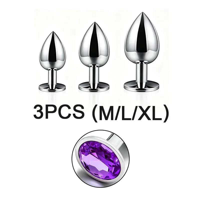 Metal Anal Plug 5 Size Butt Plug Butt Toy Adult Game Masturbator Anal XS/S/M/L/XL Diamond Sex Toy for Adult Products — image 11