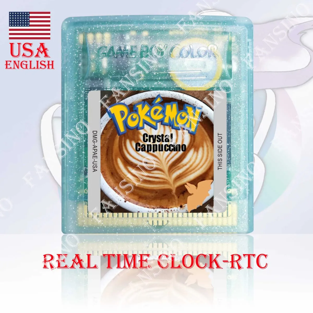 GBC Real Time Clock Pokemon Crystal Cappuccino (v1.0) High Quality GBC Video Game Cartridge With Battery For GBA/GBC — image 2